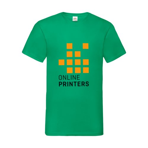 Camiseta verde de algodn con cuello en V y mangas cortas.