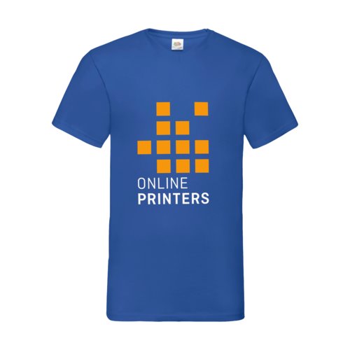 Camiseta de algodn azul real con cuello en V para hombre.