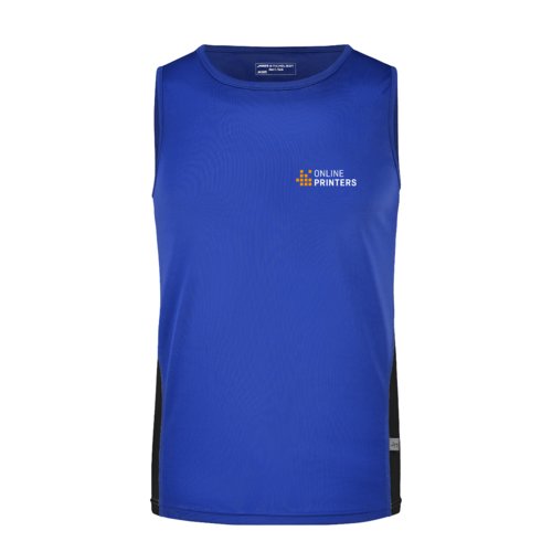 Camiseta de tirantes azul de polister para hombre.