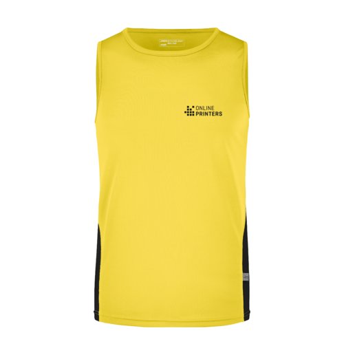 Camiseta de tirantes amarilla/negra de polister para hombre.