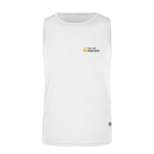 Camiseta de tirantes blanca de tela para hombre.