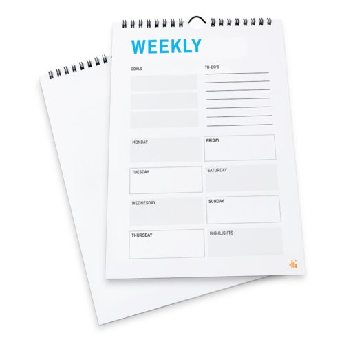 Calendarios semanales con encuadernación en espiral, A5, Formato vertical, colores 4/0 1