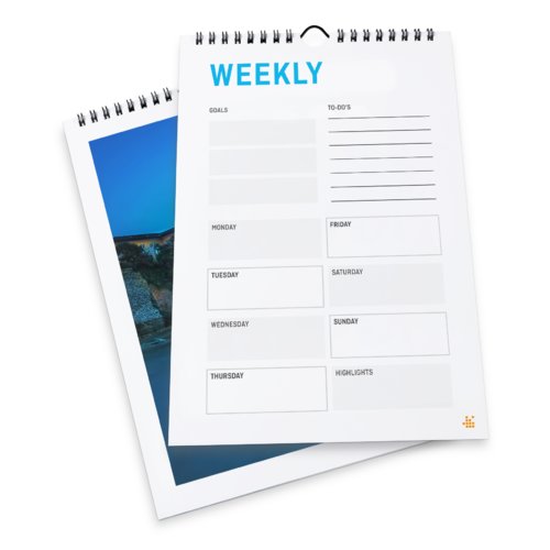Calendarios semanales con encuadernación en espiral, A5, Formato vertical, colores 4/4 2