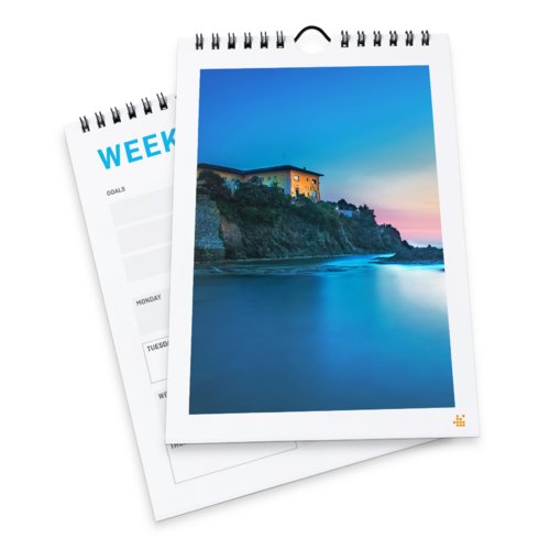 Calendarios semanales con encuadernación en espiral, A6, Formato vertical, colores 4/4 1