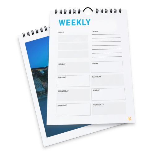 Calendarios semanales con encuadernación en espiral, A6, Formato vertical, colores 4/4 2