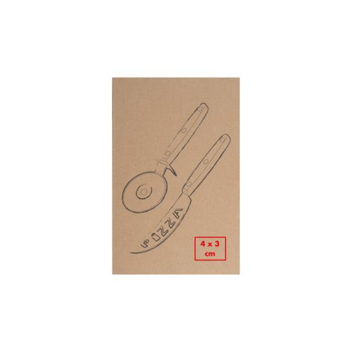 Set de pizza de dos piezas, que incluye cortador de pizza y cuchillo.