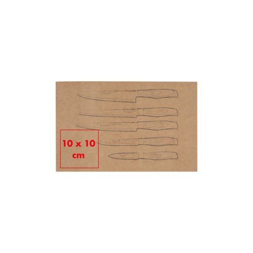 Juego de cuchillos, cinco piezas, con diferentes formas de hoja.