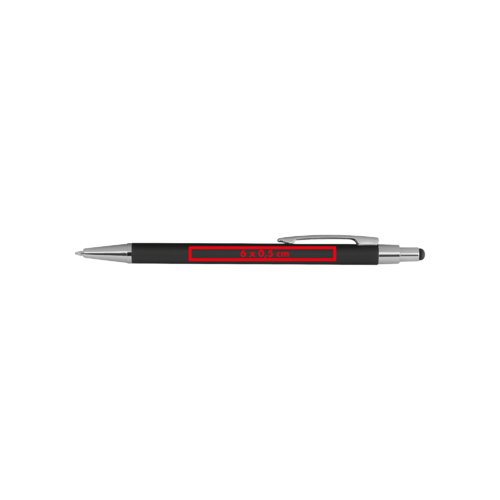 Bolgrafo de metal negro con funcin tctil y clip.