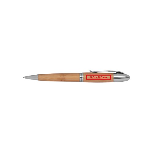 Bolgrafo giratorio de bamb color madera con elementos metlicos.