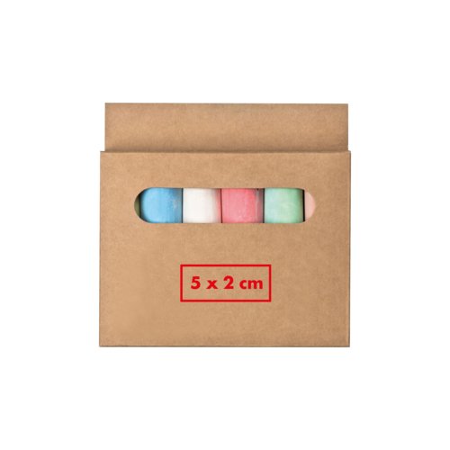 Tizas de colores para la calle en caja de cartn.