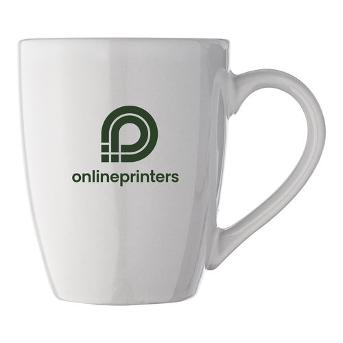 Taza de cermica blanca con asa.