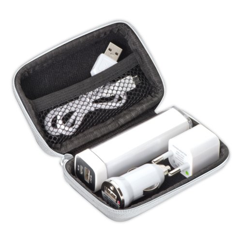 Set de viaje blanco con cremallera.