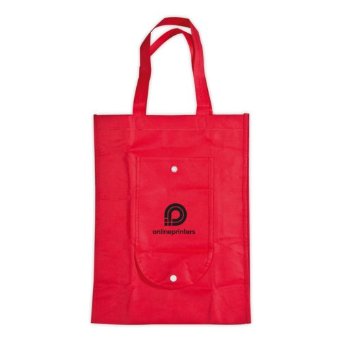 Bolsa de compra roja no tejida con broche de presin.