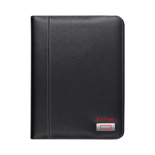 Carpeta negra con cremallera.