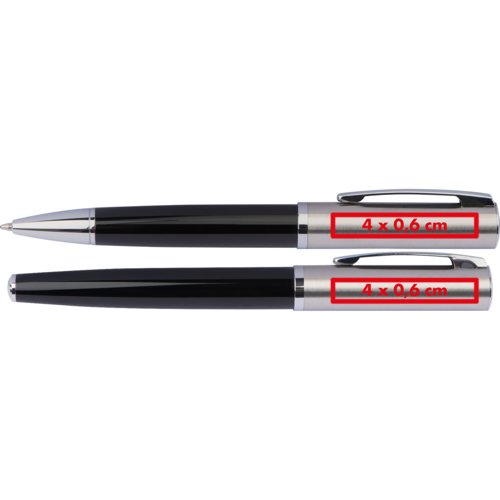 Set de escritura negro con bolgrafo y estuche.