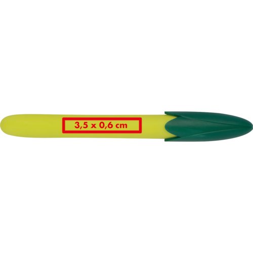 Bolgrafo de maz amarillo con clip y botn pulsador.