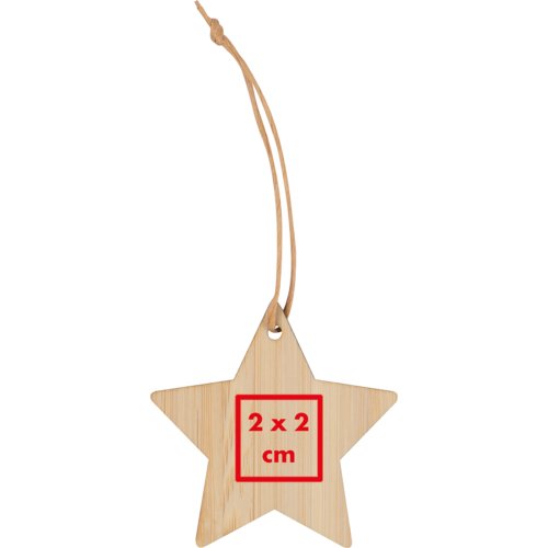 Colgante de estrella de madera con cordn para colgar.