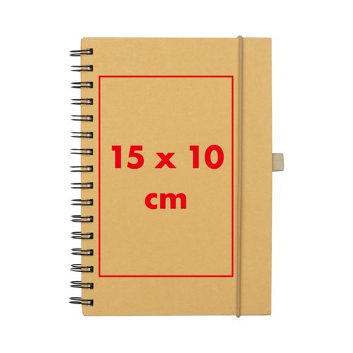 Cuaderno con encuadernacin en espiral y cierre de goma elstica.