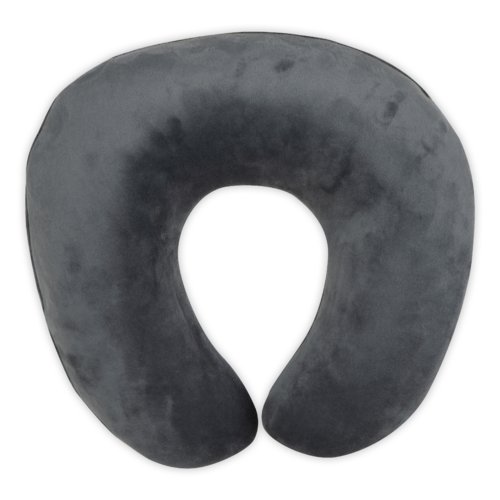 Set de viaje gris que incluye almohada cervical, mscara para dormir y tapones para los odos.