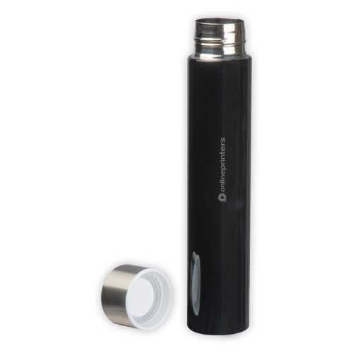Termo negro de acero inoxidable con tapn de rosca.