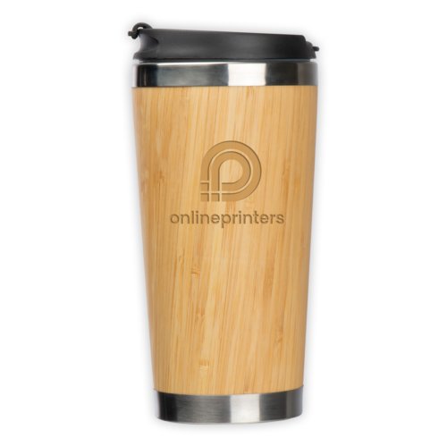 Taza isotrmica de bamb con tapa.