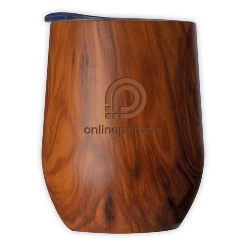 Taza trmica de madera con tapa.