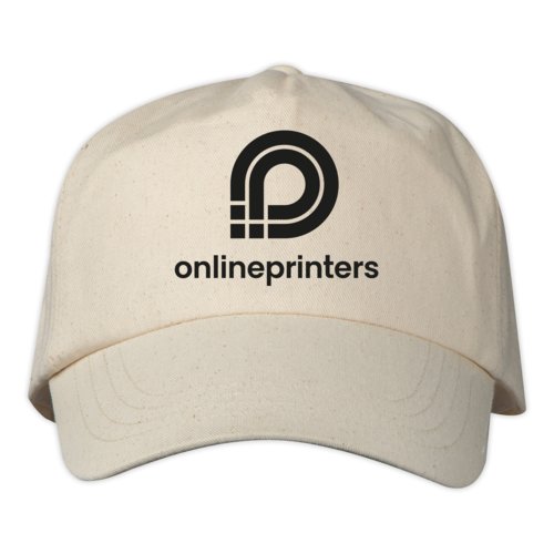 Gorra de bisbol de algodn color crema con correa ajustable.