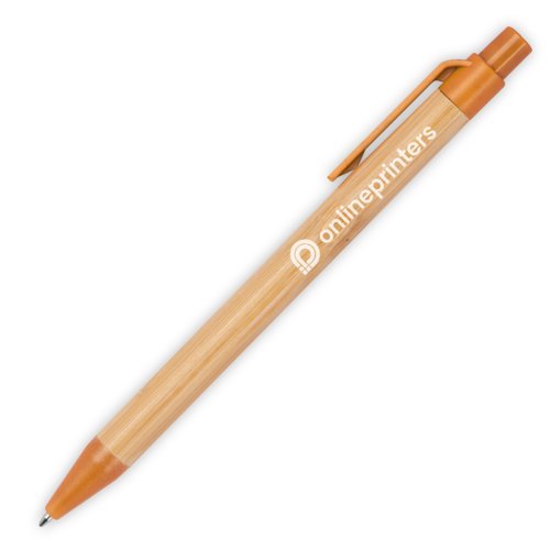 Bolgrafo de bamb naranja con clip.
