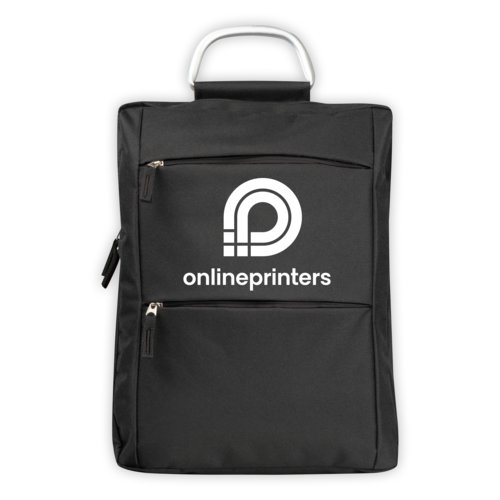 Mochila negra de tela para porttil con cremalleras.