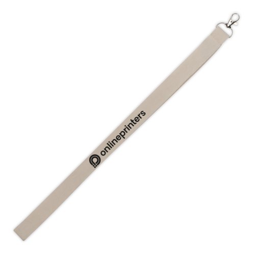 Lanyard de tela beige con mosquetn.