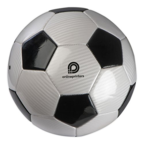 Baln de ftbol de plstico blanco y negro.
