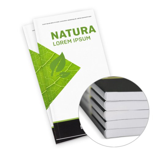 Catálogos encolados en papeles ecológicos/naturales, formato vertical, A6 3