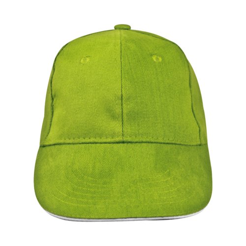 Gorra de bisbol de tela verde manzana de 6 paneles.