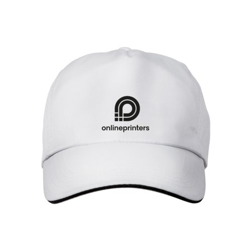 Gorra blanca con visera precurvada y cierre ajustable.