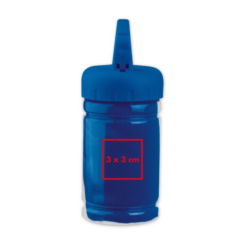 Toalla deportiva azul de microfibra.