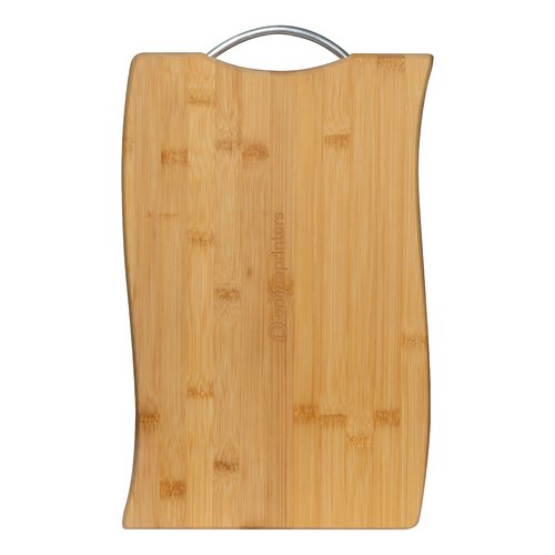 Tabla de cortar de bamb beige con asa.