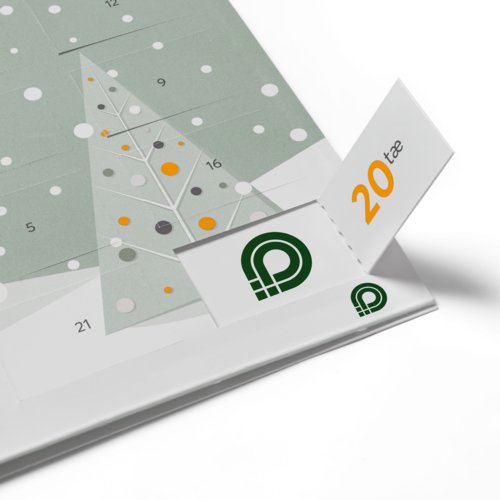 Calendario de adviento de papel para abrir con peque�as puertas.