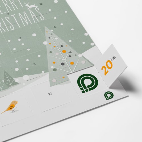 Calendario de Adviento de papel con puertas para abrir.