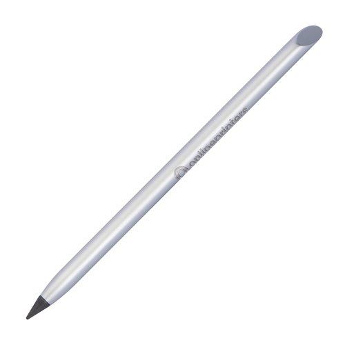 Herramienta de escritura de metal gris sin tinta con punta redondeada.