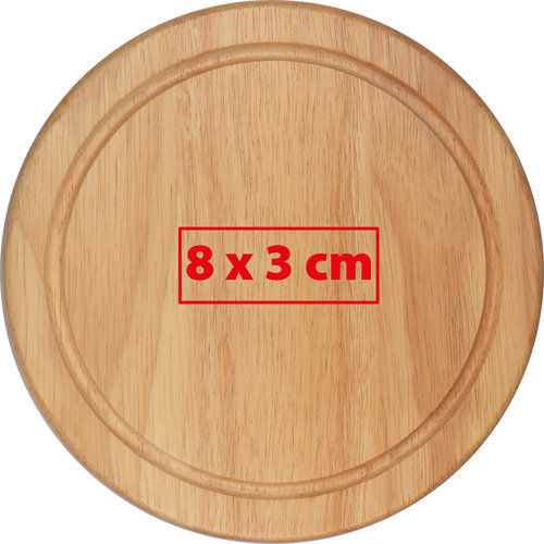 Tabla de quesos de madera clara con ranura circunferencial.
