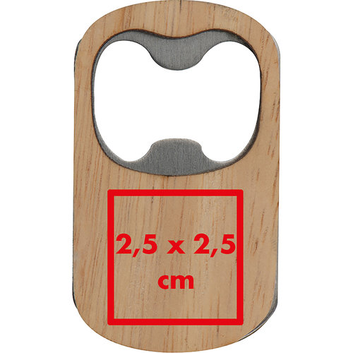 Abridor de botellas de madera con inserto de metal.