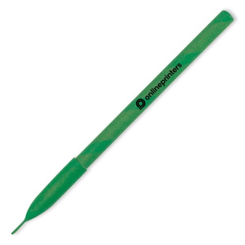 Bolgrafo de papel verde con tinta.