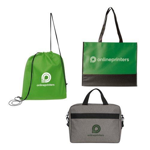 Bolsa de tela con asas y varios diseos.