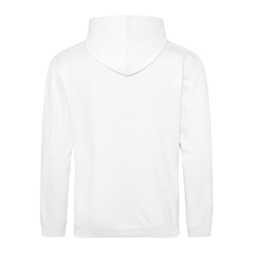 Sudadera blanca de algodn y polister con capucha y bolsillo canguro.