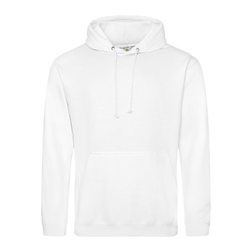 Sudadera blanca de mezcla de algodn con cordn y bolsillo tipo canguro.