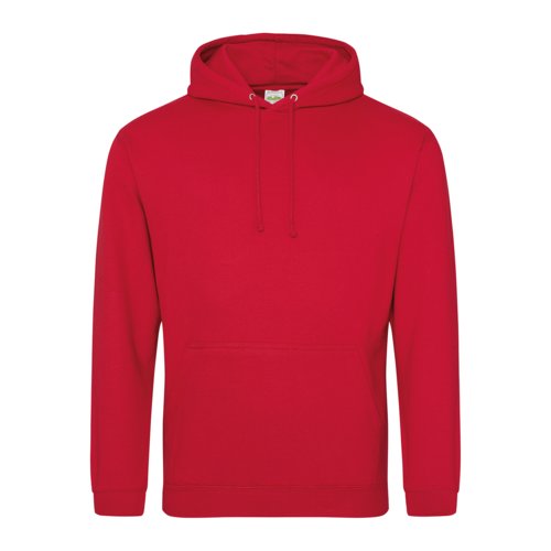 Sudadera roja de mezcla de algodn con capucha y bolsillo tipo canguro.