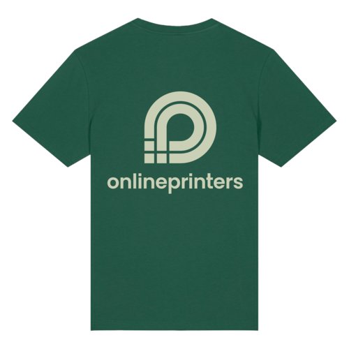 Camiseta verde oscuro de algodn orgnico con mangas cortas y cuello redondo.