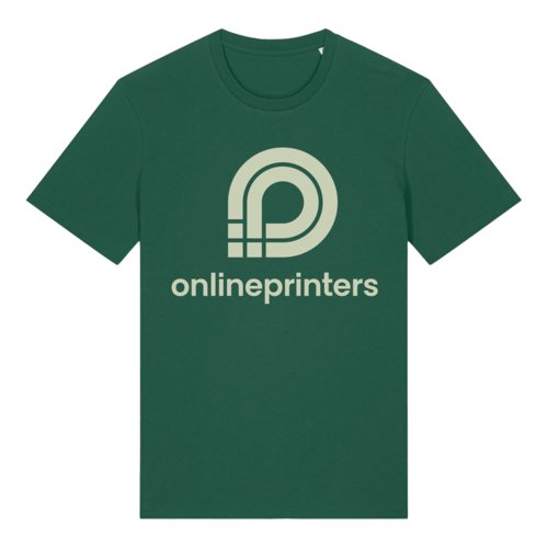 Camiseta verde de algodn de corte unisex con mangas cortas.