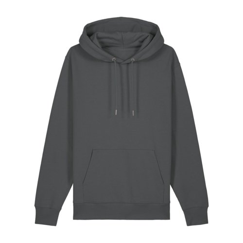 Sudadera con capucha de algodn orgnico antracita con capucha y bolsillo canguro.