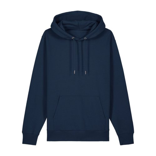 Sudadera con capucha azul marino de algodn con capucha y bolsillo tipo canguro.